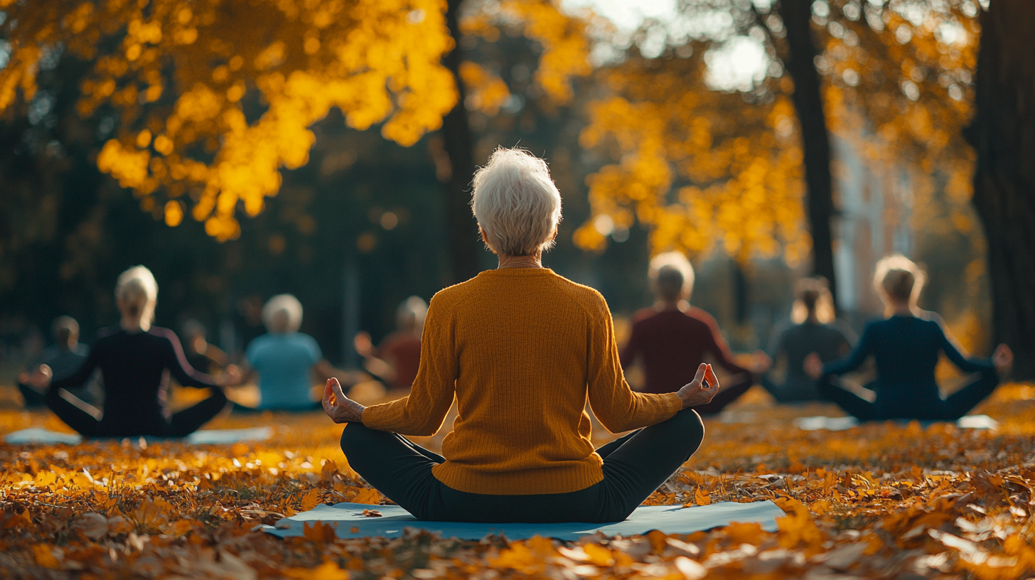 Групове заняття йогою для людей старшого віку